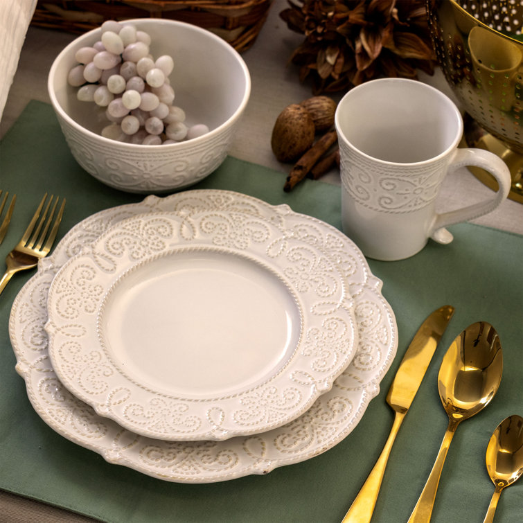 White stoneware dinner outlet set